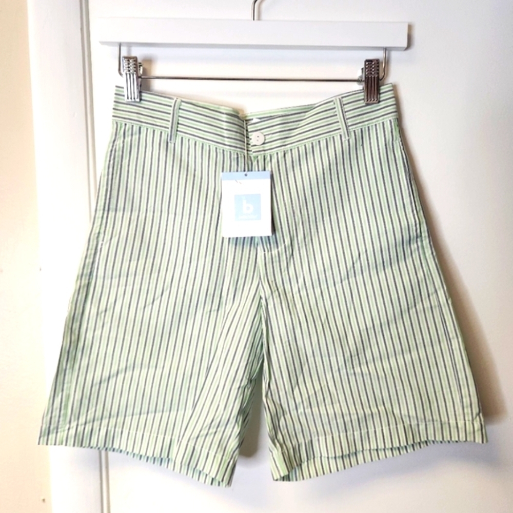 BELLA BLISS Wilson Shorts Vineyard Stripe In Green Blue and White Size 12 - Picture 2 of 11